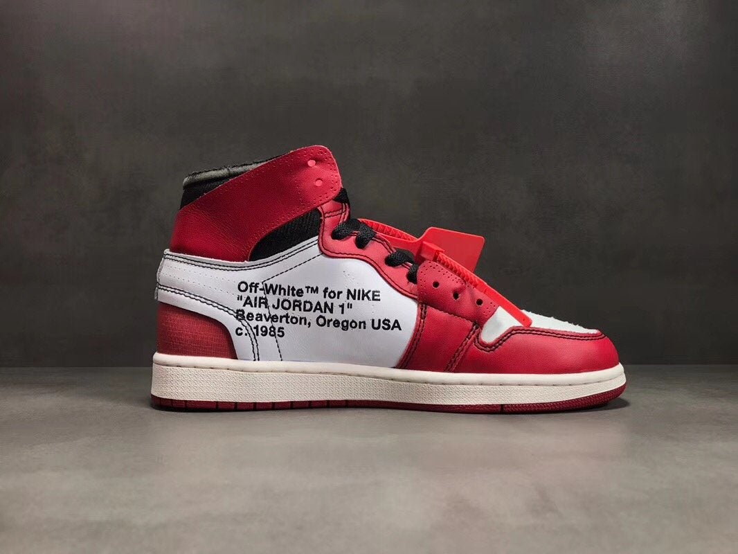 OW x AJ 1 High Chicago Shoes Sneakers – nk000011 - Image 4