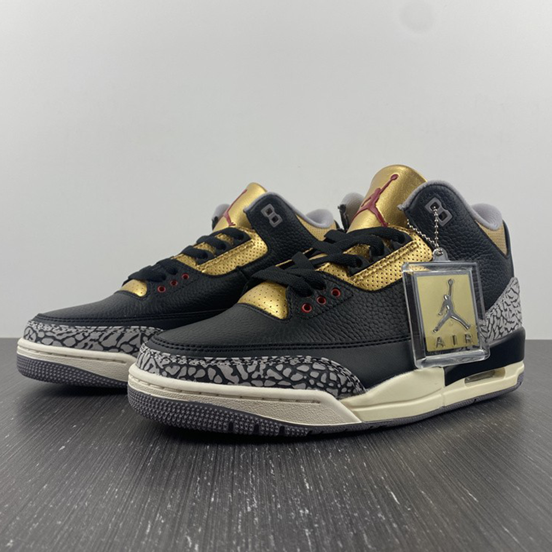AJ 3 Black Gold Shoes Sneakers - nk0002295 - Image 4