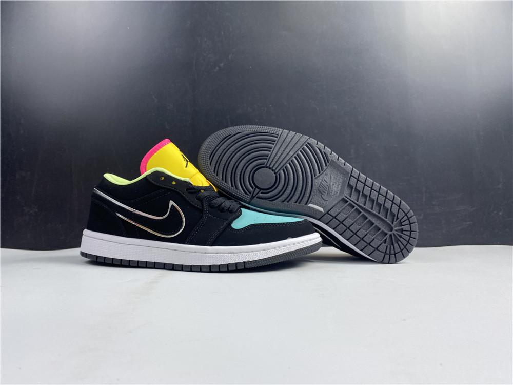 AJ 1 Low Black Aurora Green Laser Orange Shoes Sneakers - nk0001452 - Image 4