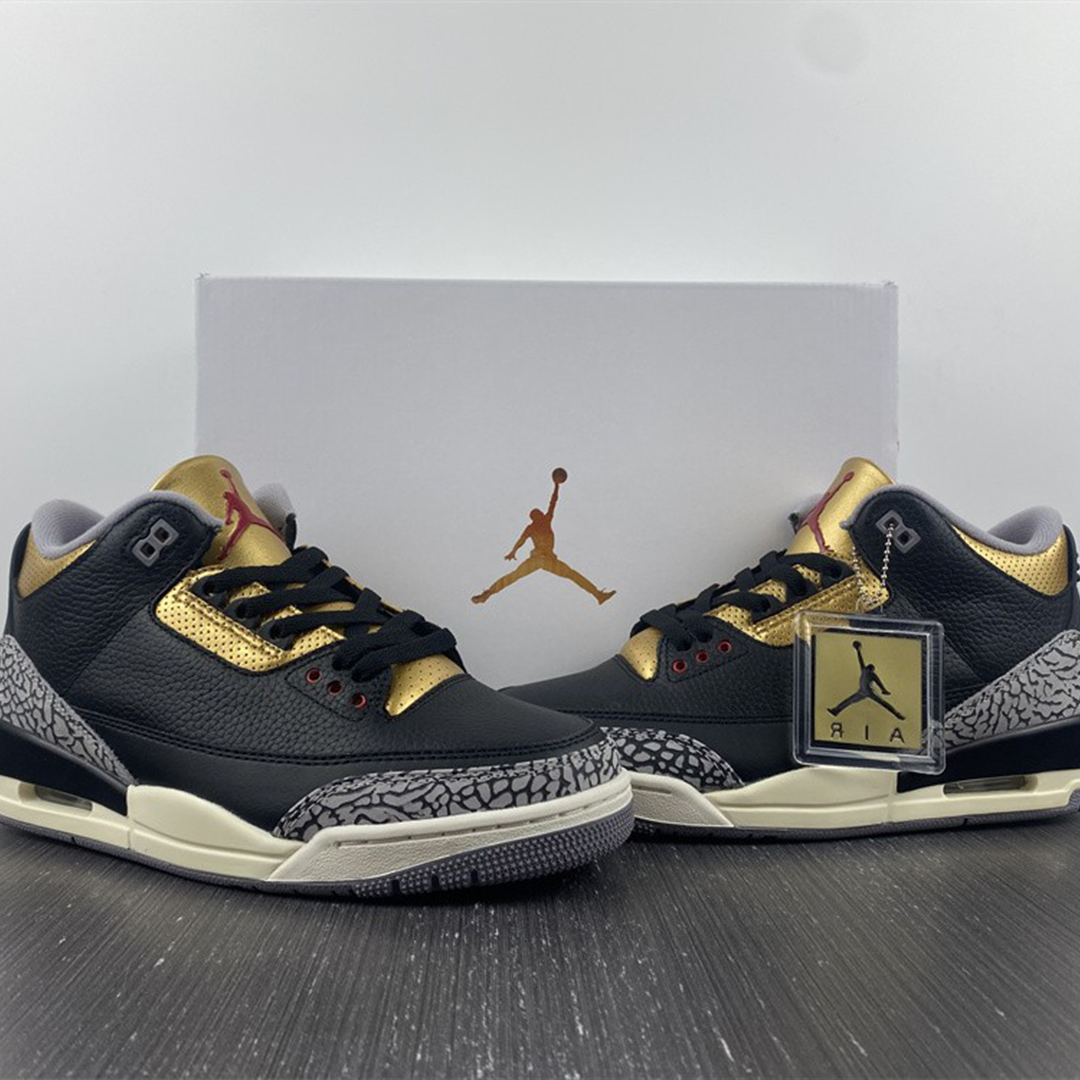AJ 3 Black Gold Shoes Sneakers - nk0002295 - Image 6