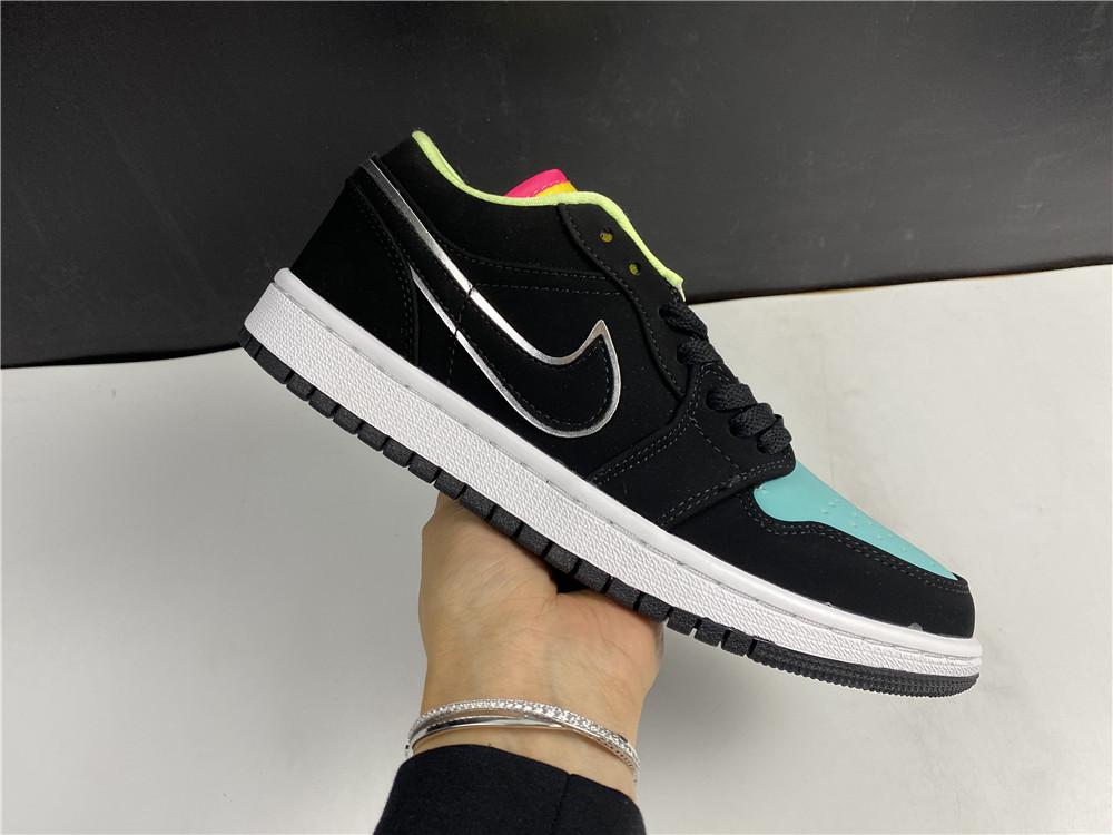 AJ 1 Low Black Aurora Green Laser Orange Shoes Sneakers - nk0001452 - Image 3