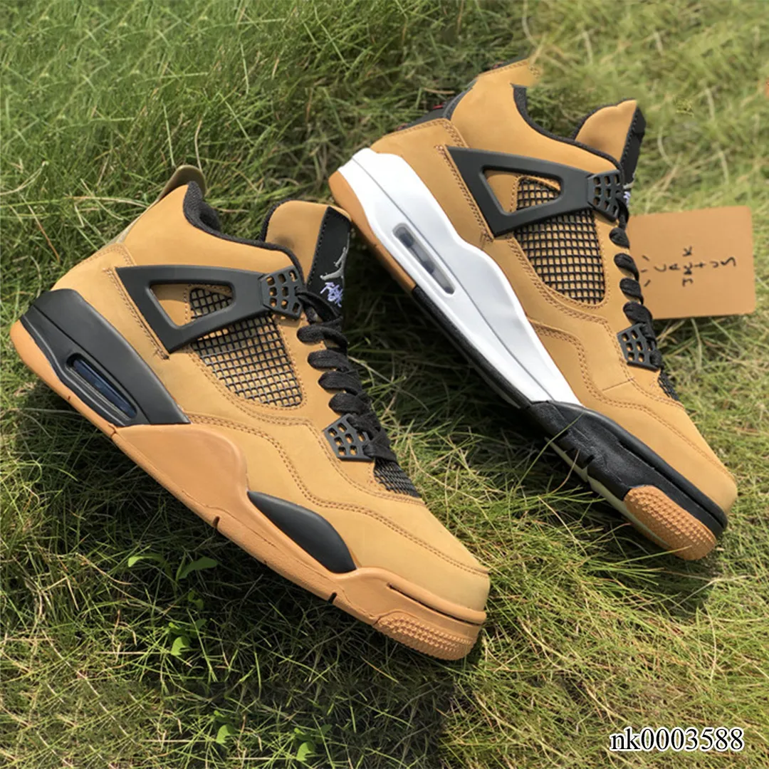 AJ 4 x Travis Scott Khaki Brown Grey Shoes Sneakers - nk0003588 - Image 5