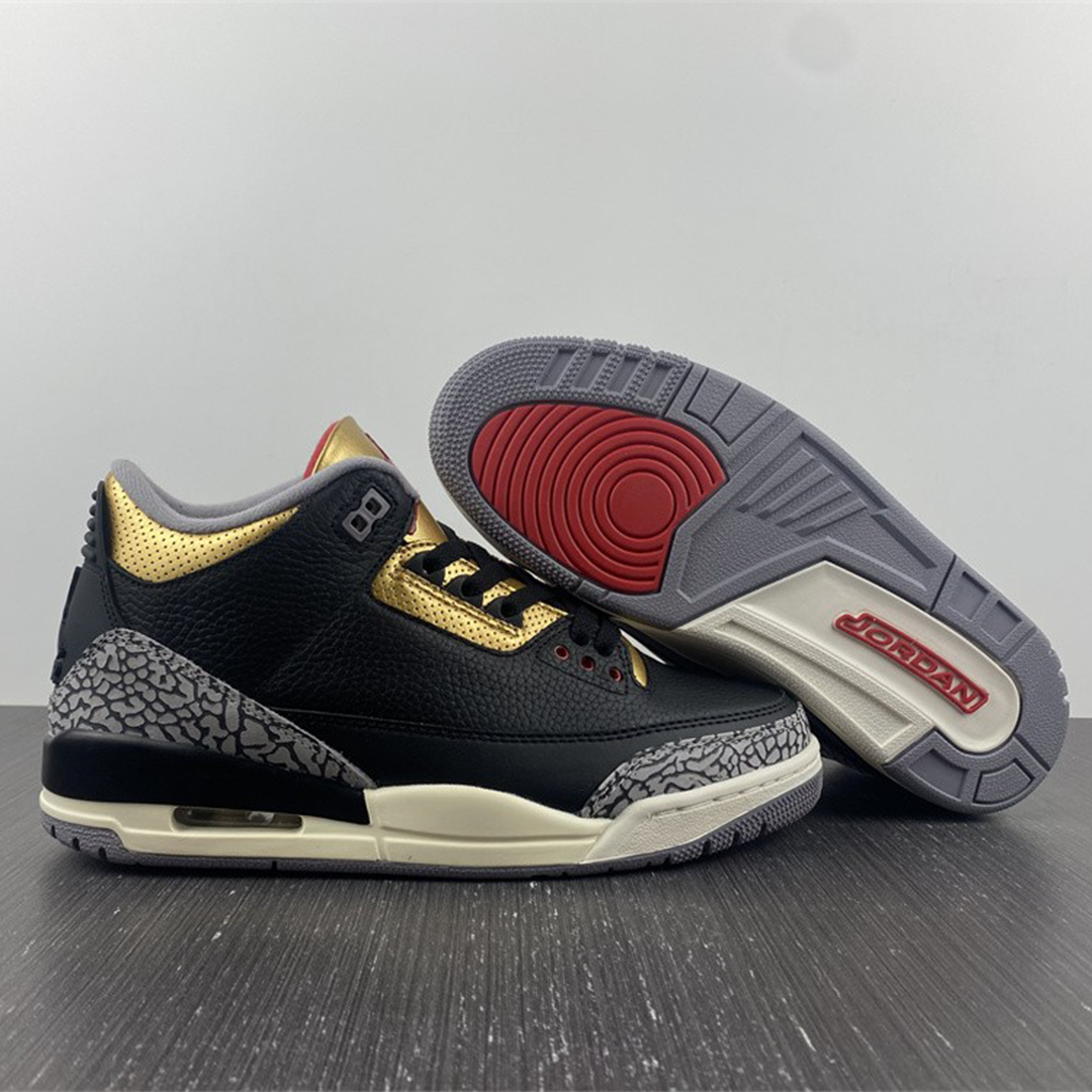 AJ 3 Black Gold Shoes Sneakers - nk0002295 - Image 3