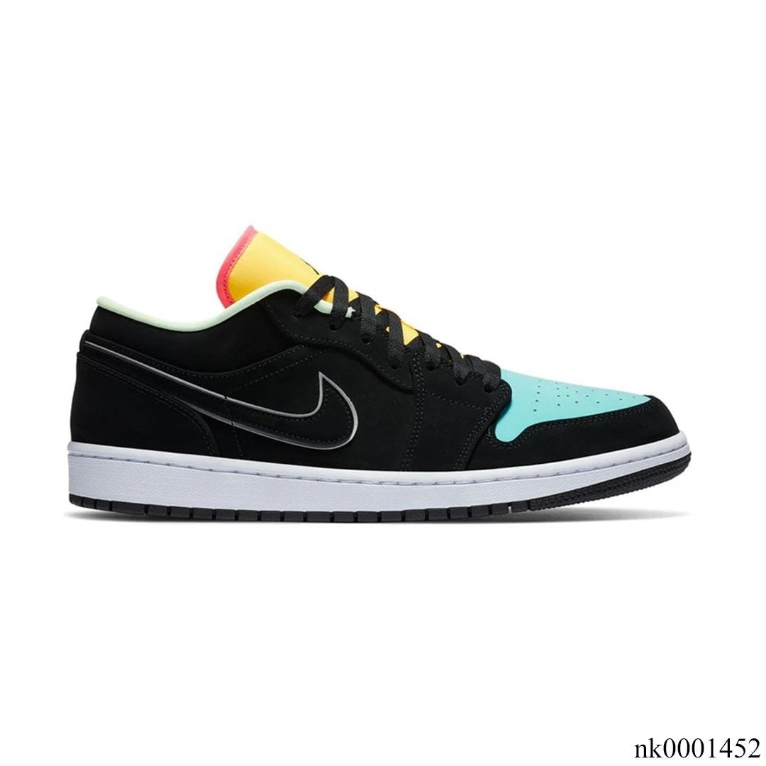 AJ 1 Low Black Aurora Green Laser Orange Shoes Sneakers - nk0001452