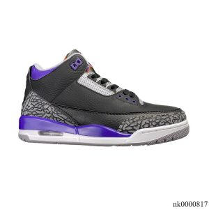 AJ 3 Retro Black Court Purple Shoes Sneakers - nk0000817