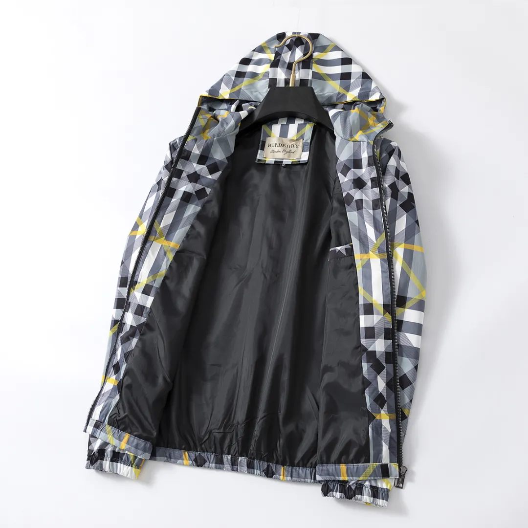 BUR Layered Check Gabardine Hooded Jacket - BUR0008 - Image 4