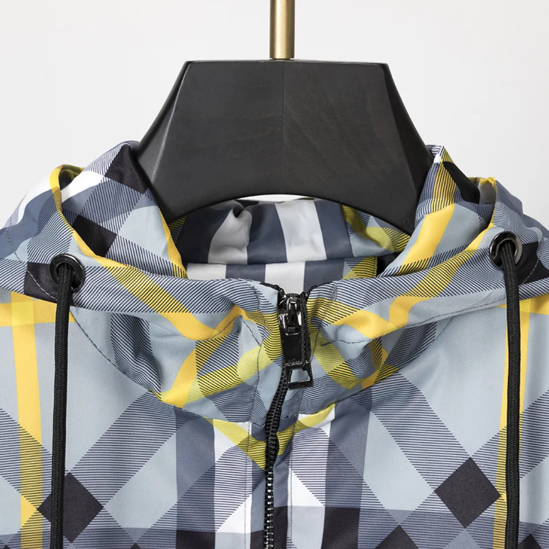 BUR Layered Check Gabardine Hooded Jacket - BUR0008 - Image 6