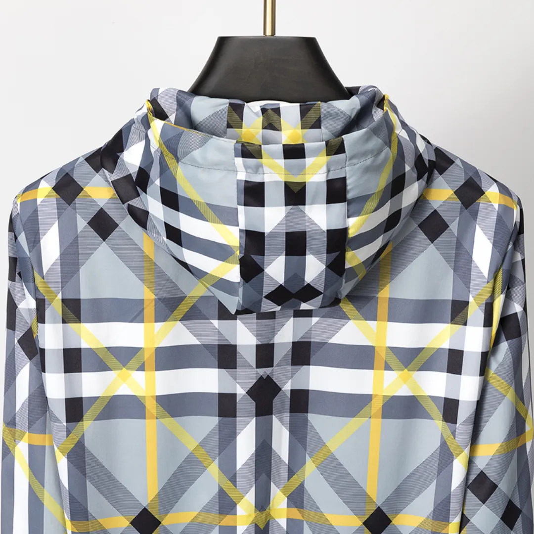 BUR Layered Check Gabardine Hooded Jacket - BUR0008 - Image 3