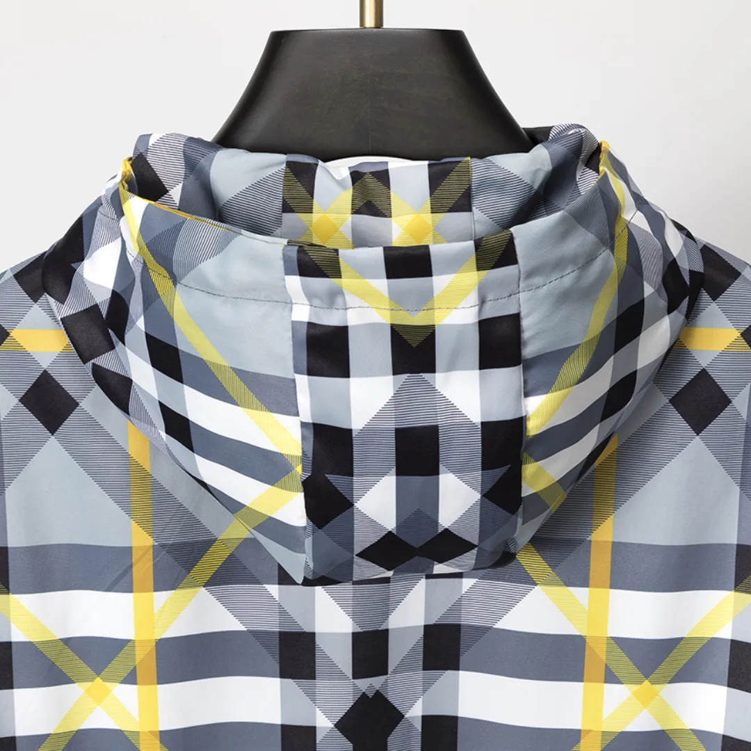 BUR Layered Check Gabardine Hooded Jacket - BUR0008 - Image 8