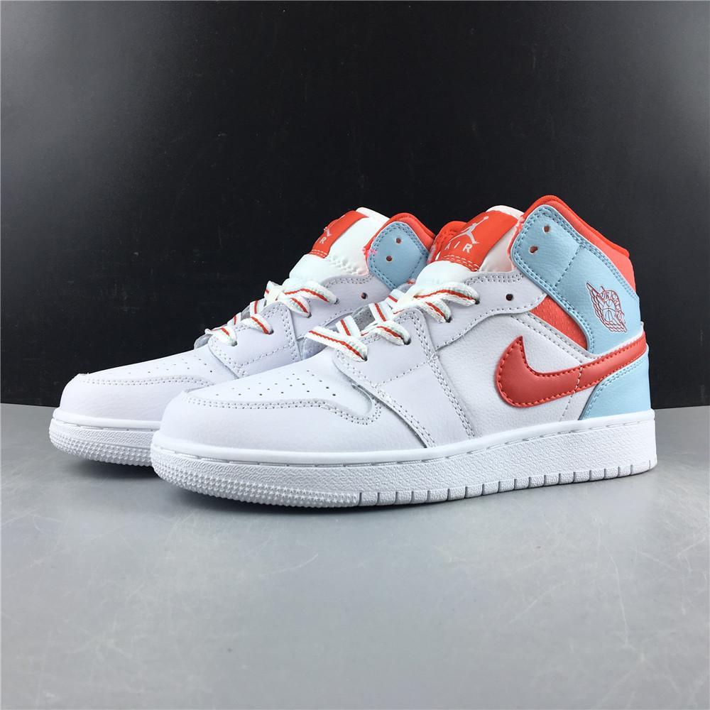 AJ 1 Mid White Topaz Mist (GS) Shoes Sneakers - nk0000237 - Image 6