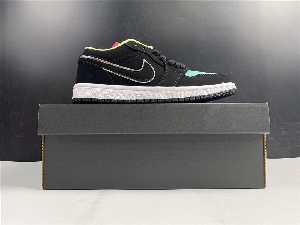 AJ 1 Low Black Aurora Green Laser Orange Shoes Sneakers - nk0001452 - Image 8