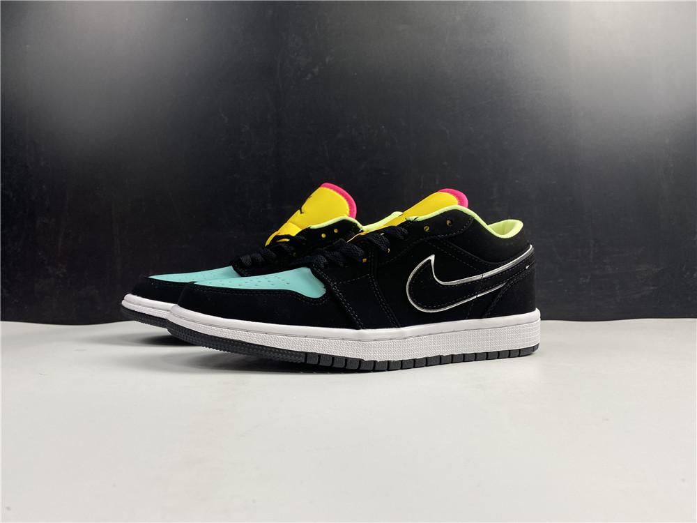 AJ 1 Low Black Aurora Green Laser Orange Shoes Sneakers - nk0001452 - Image 6