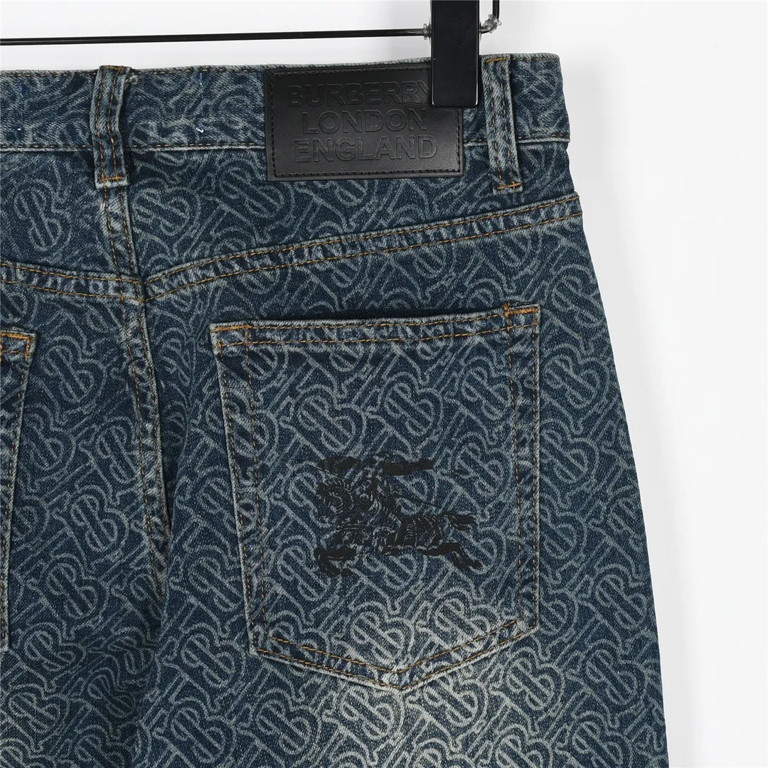 BUR Monogram Distressed Denim Jeans in Indigo - 367 - bbr0000367 - Image 7