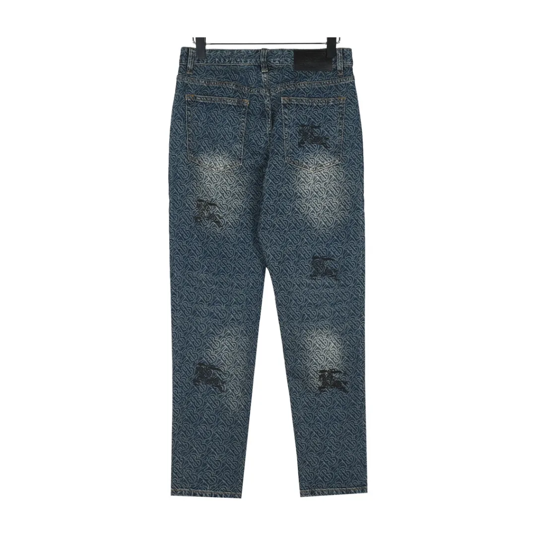 BUR Monogram Distressed Denim Jeans in Indigo - 367 - bbr0000367 - Image 2