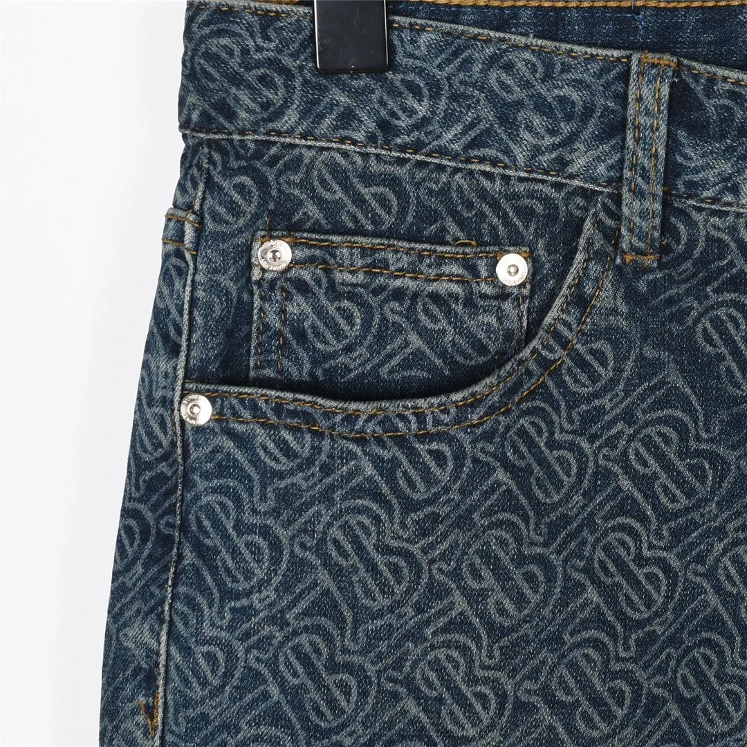 BUR Monogram Distressed Denim Jeans in Indigo - 367 - bbr0000367 - Image 8