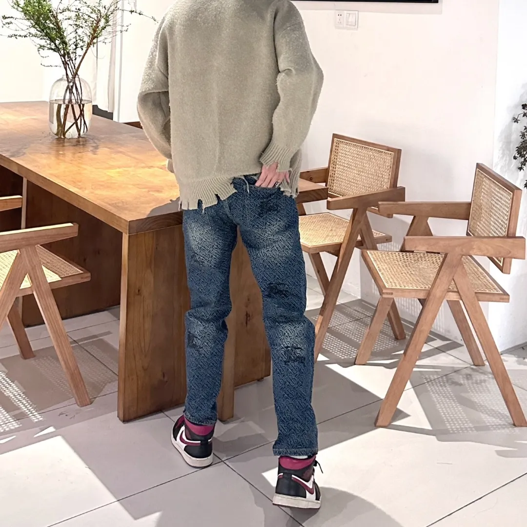 BUR Monogram Distressed Denim Jeans in Indigo - 367 - bbr0000367 - Image 4