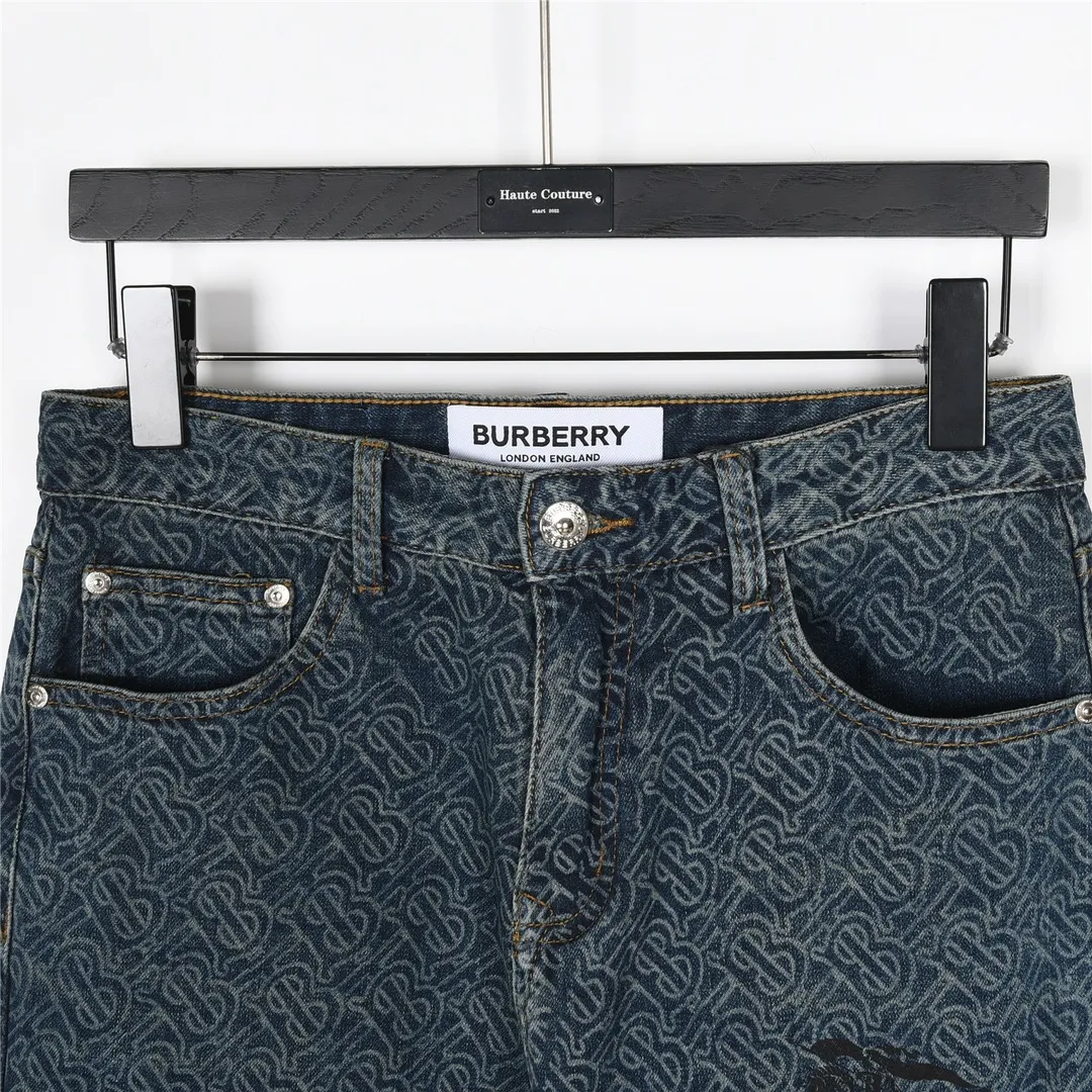 BUR Monogram Distressed Denim Jeans in Indigo - 367 - bbr0000367 - Image 6
