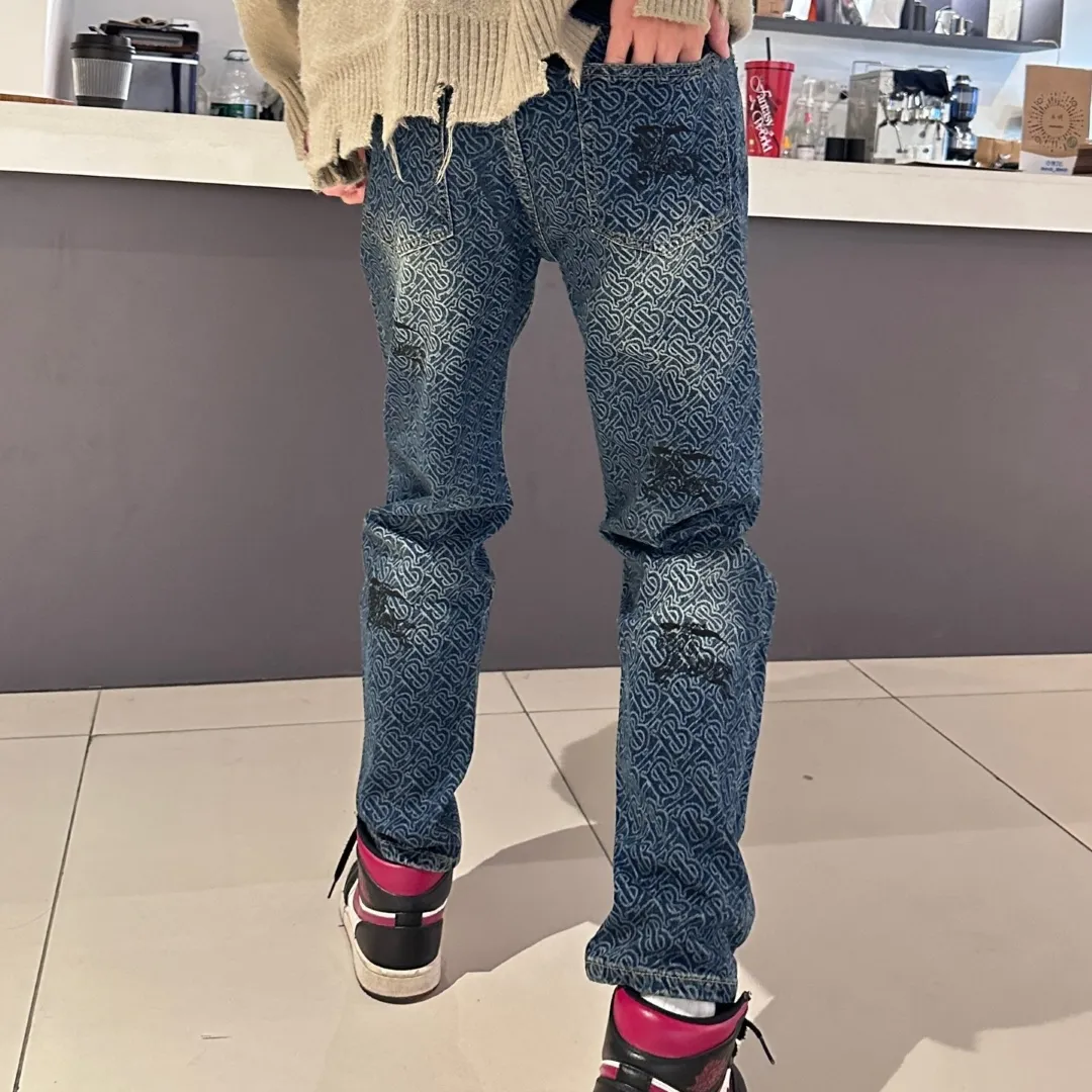 BUR Monogram Distressed Denim Jeans in Indigo - 367 - bbr0000367 - Image 5