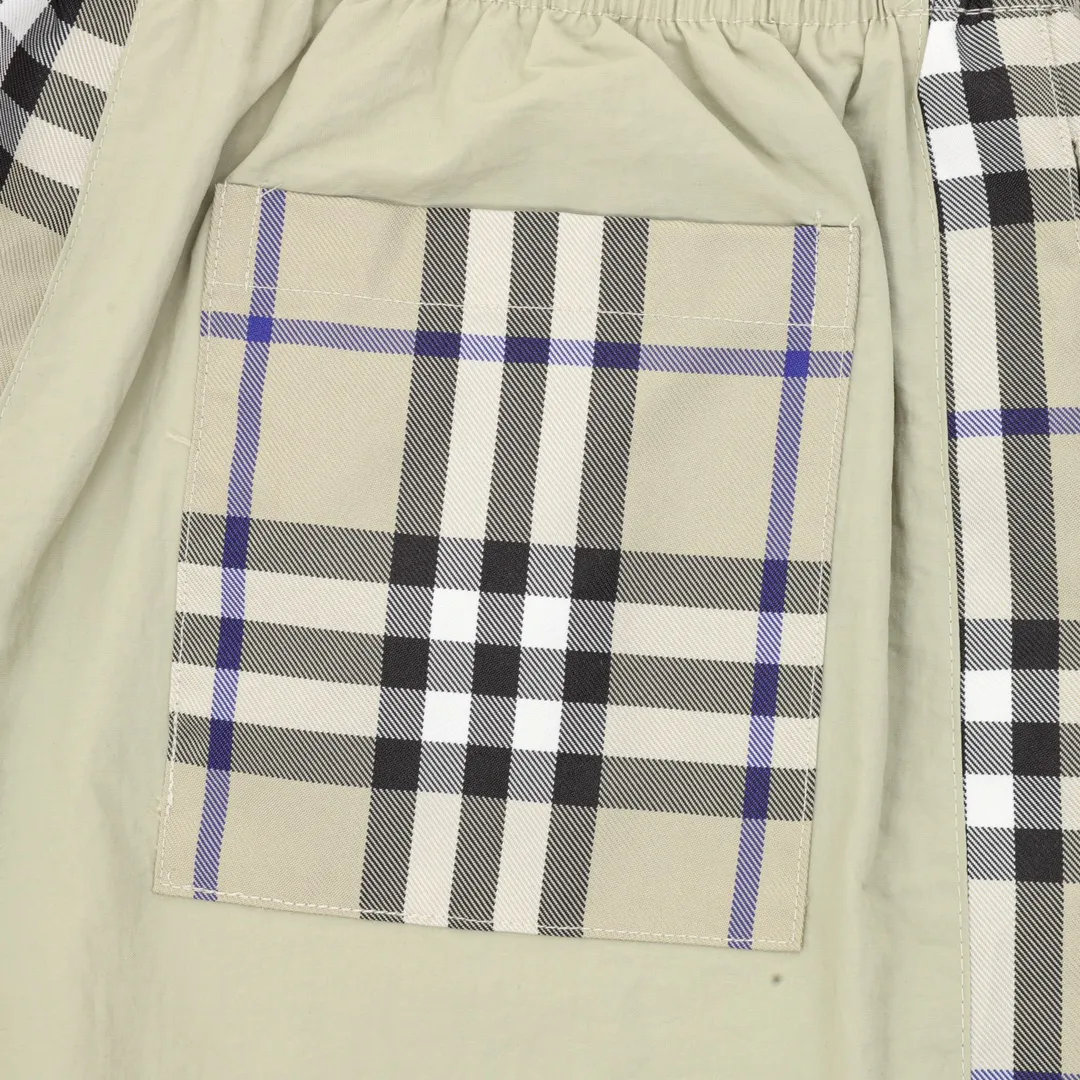 BUR Archive Check Panel Shorts in Beige Green - 374 - bbr0000374 - Image 6