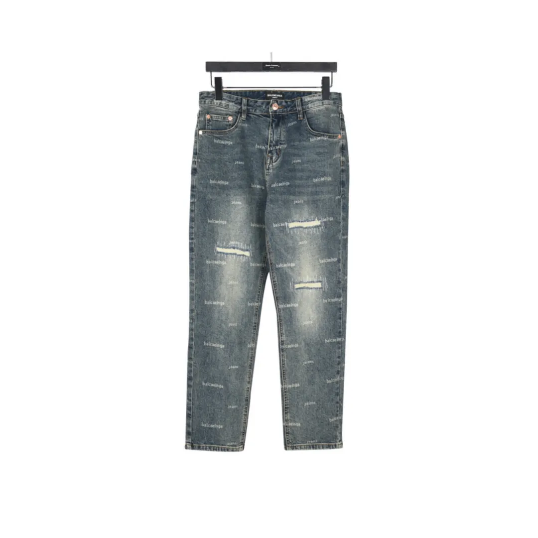 BLCG All-Over Logo Distressed Jeans in Blue - 573 - blcg0000573