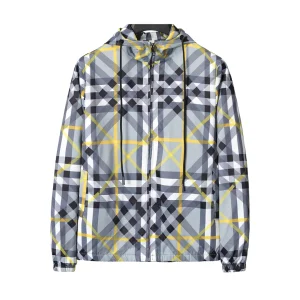 BUR Layered Check Gabardine Hooded Jacket - BUR0008