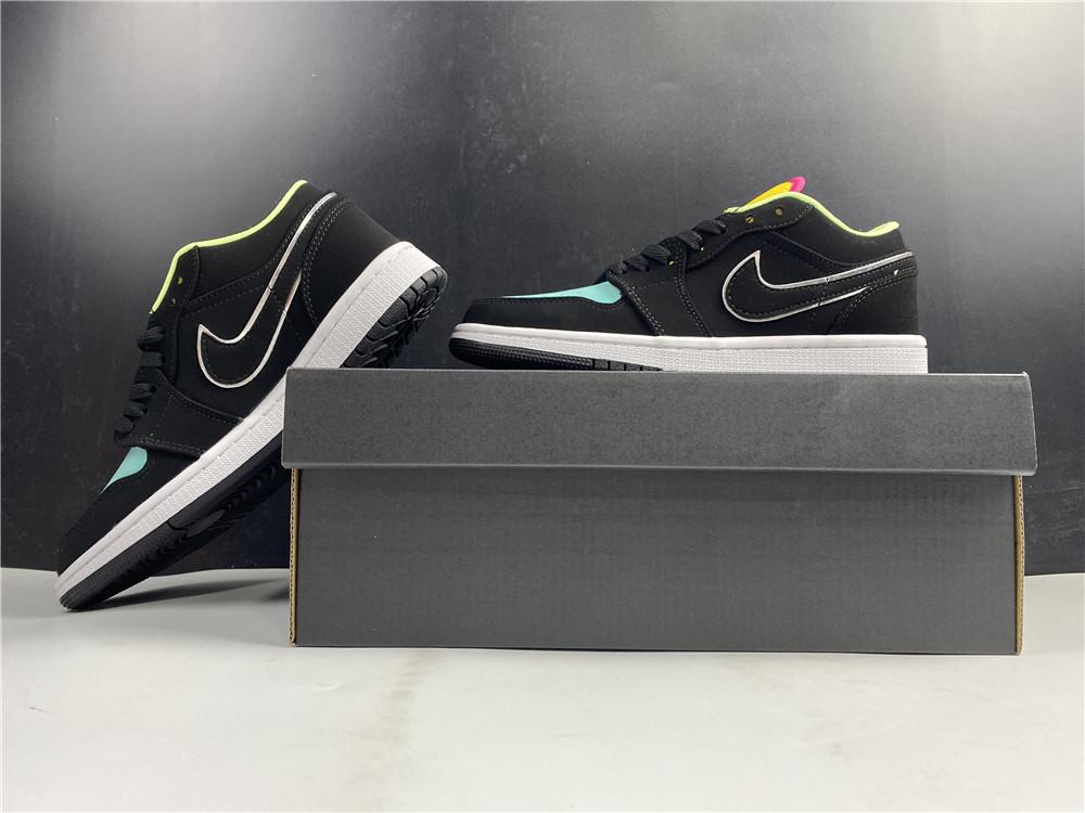 AJ 1 Low Black Aurora Green Laser Orange Shoes Sneakers - nk0001452 - Image 9