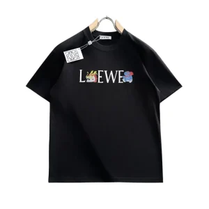 LW Black Logo-Print Cotton T-Shirt - LW0004