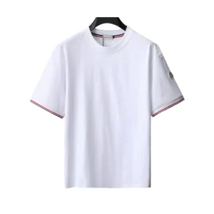 MC Tricolor Trimmed Cotton T-Shirt in White - 104 - mc0000104