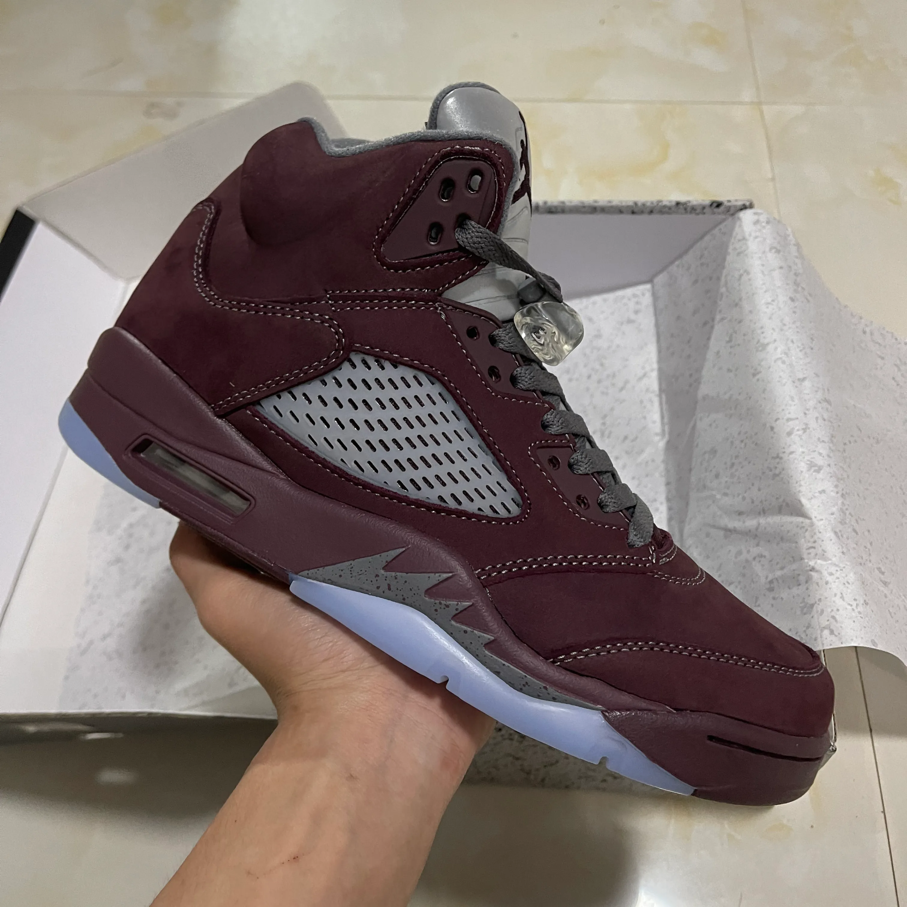 AJ 5 Burgundy Shoes Sneakers - nk0003082 - Image 6