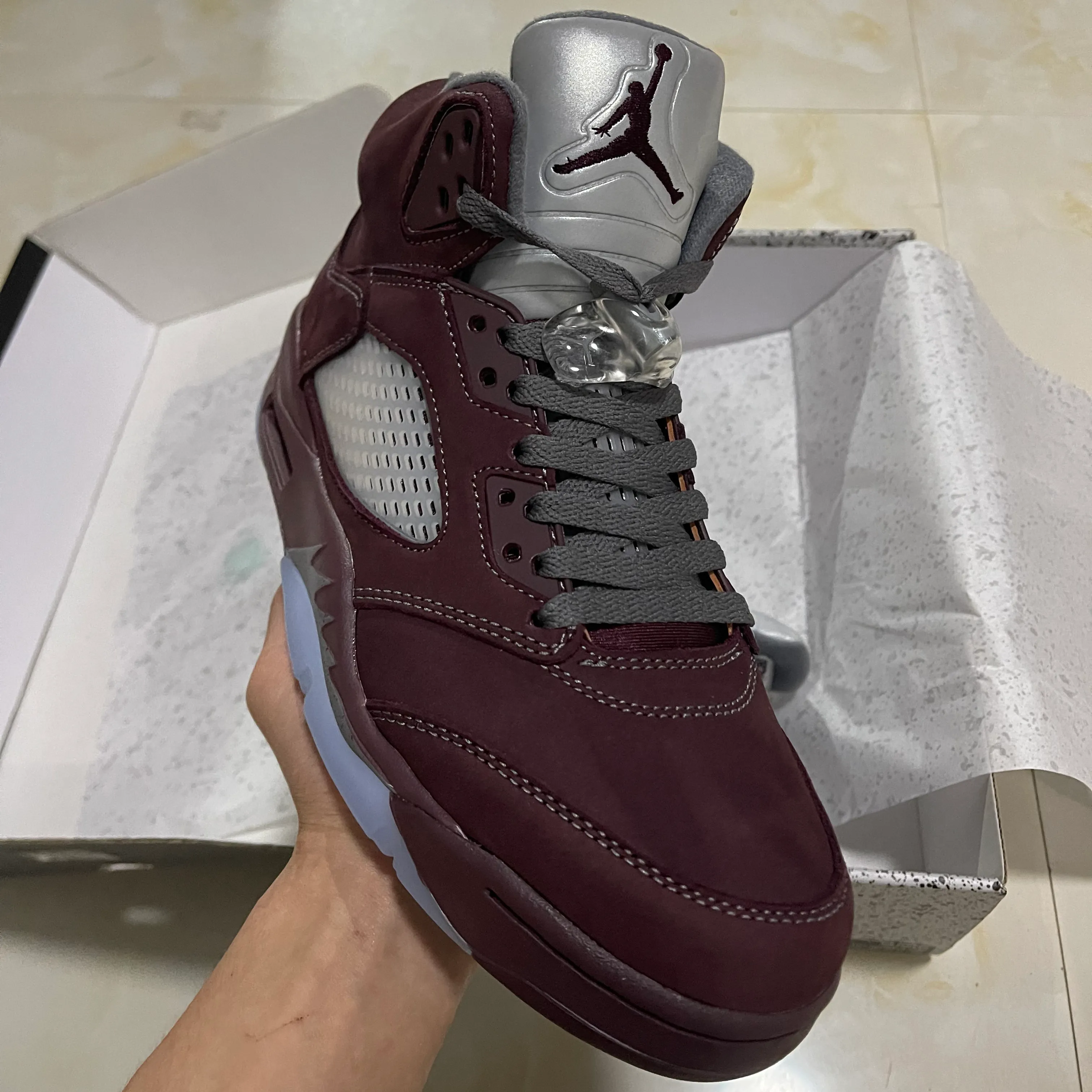 AJ 5 Burgundy Shoes Sneakers - nk0003082 - Image 8