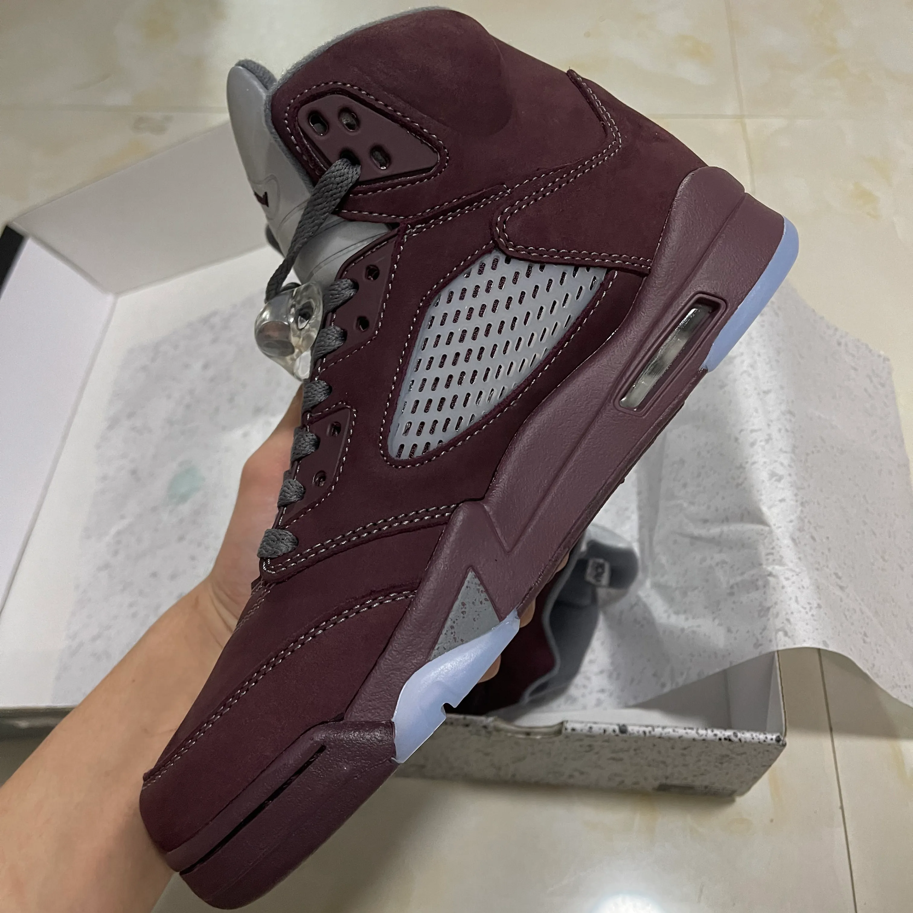 AJ 5 Burgundy Shoes Sneakers - nk0003082 - Image 7