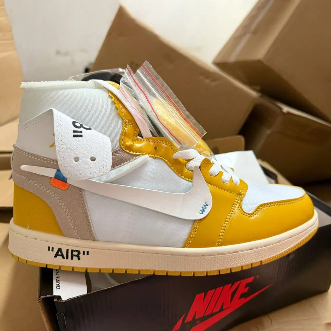 OW x AJ 1 High OG Canary Shoes Sneakers - nk0004117 - Image 7