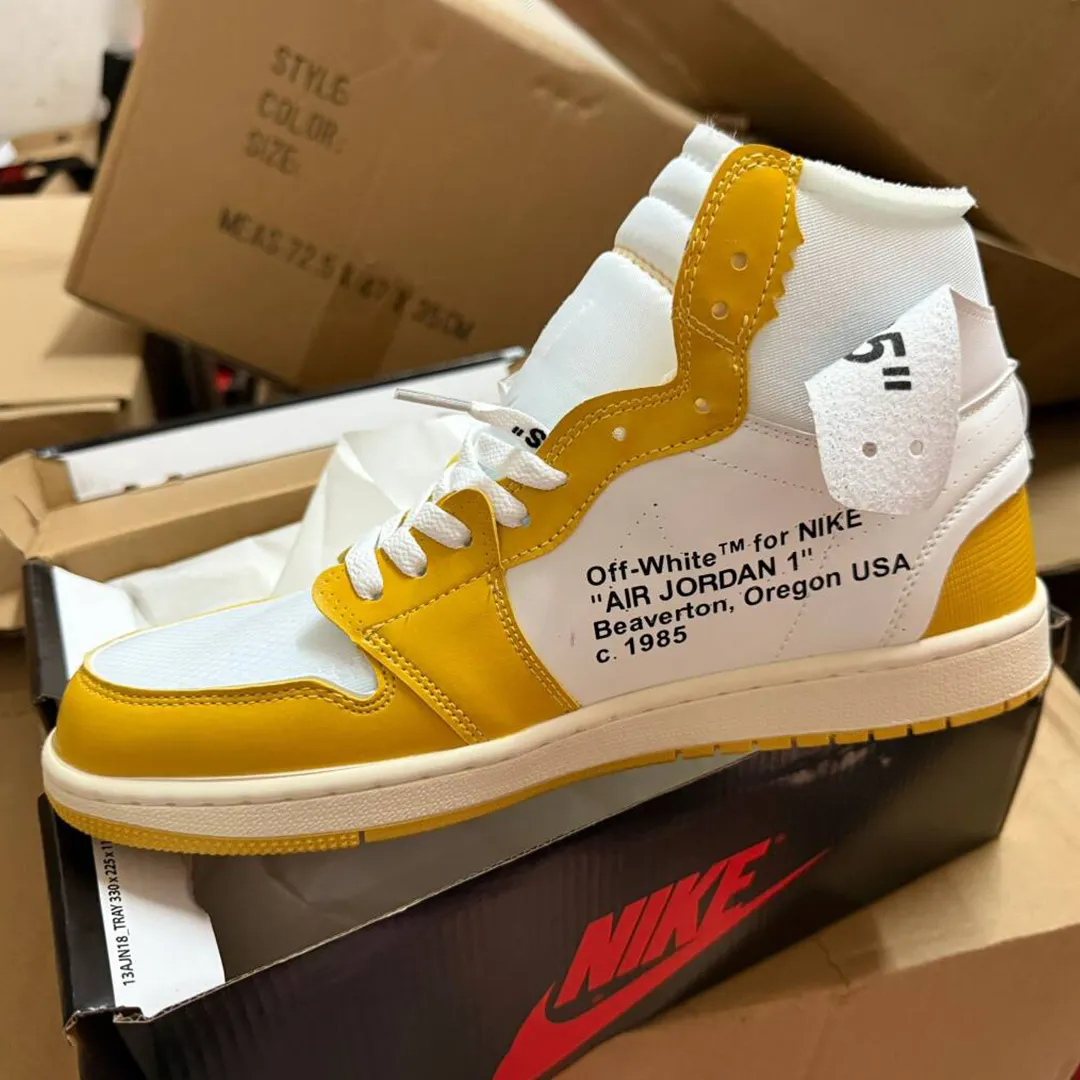 OW x AJ 1 High OG Canary Shoes Sneakers - nk0004117 - Image 6