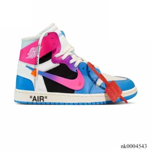 OW x AJ 1 High Miami Vice Custom Shoes Sneakers - nk0004543