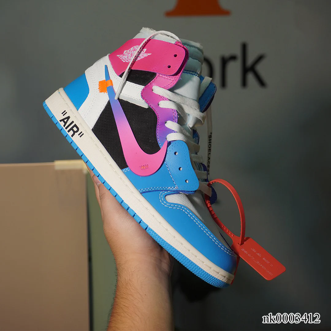 OW x AJ 1 High Miami Vice Custom Shoes Sneakers - nk0004543 - Image 5