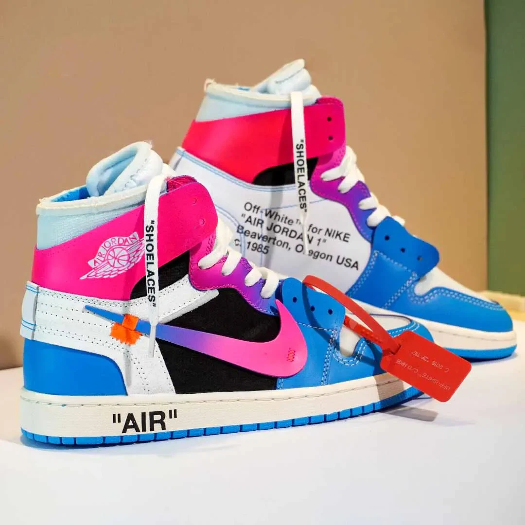 OW x AJ 1 High Miami Vice Custom Shoes Sneakers - nk0004543 - Image 4