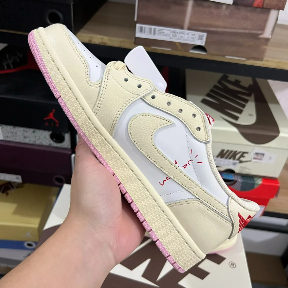 Travis Scott x AJ 1 Low OG Sail Shy Pink Shoes Sneakers – nk0004766 - Image 4
