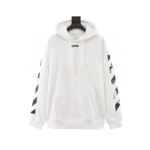 OW Caravaggio Slim Arrows Hoodie in White - 343 - owf0000343