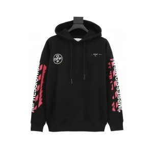 OW Diagonal Stencil Hoodie in Black - 345 - owf0000345