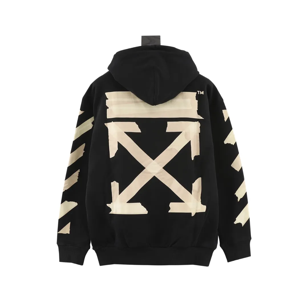 OW Diagonal Tape Arrows Hoodie in Black - 347 - owf0000347 - Image 2