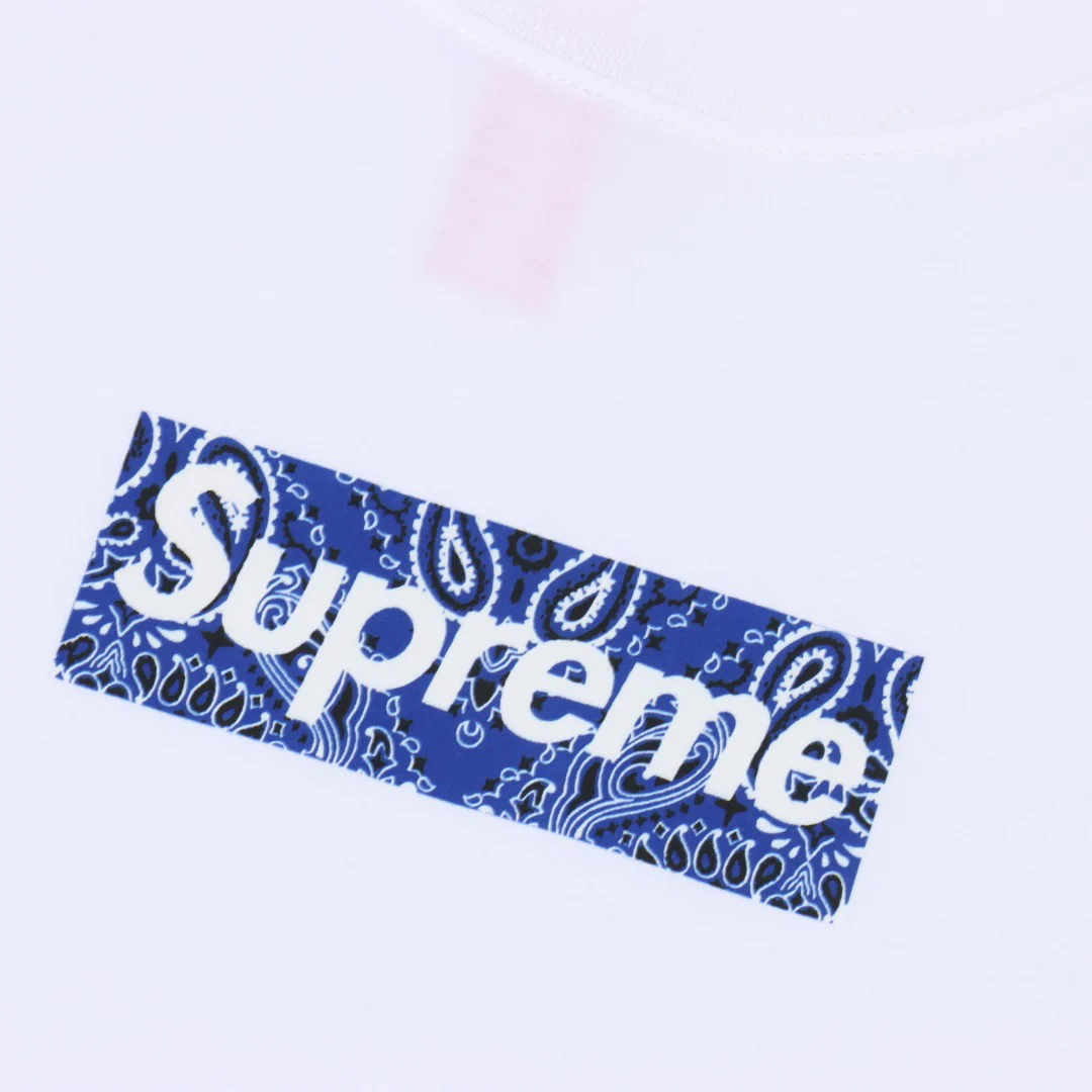SUP Box Logo Zebra Blue Print T-Shirt in White - 515 - spm0000515 - Image 4