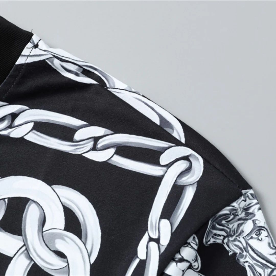 VS Medusa Chain Silk Twill Camp T-Shirt in Black - vs0000080 - Image 8