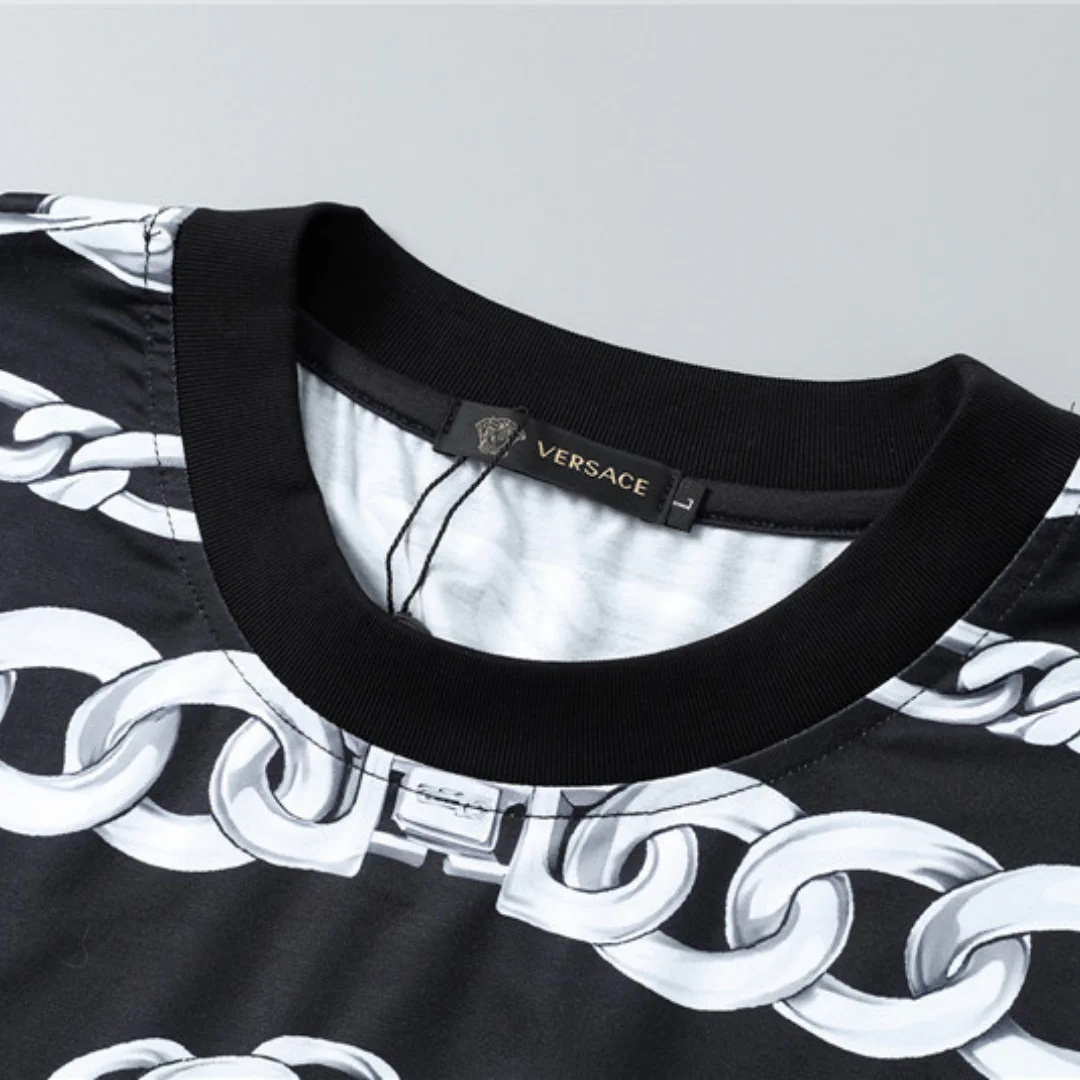 VS Medusa Chain Silk Twill Camp T-Shirt in Black - vs0000080 - Image 7