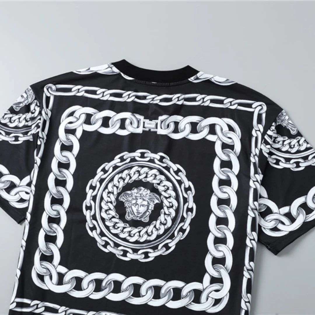 VS Medusa Chain Silk Twill Camp T-Shirt in Black - vs0000080 - Image 5