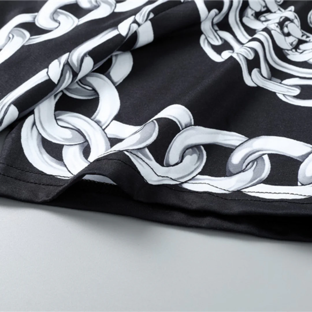 VS Medusa Chain Silk Twill Camp T-Shirt in Black - vs0000080 - Image 9